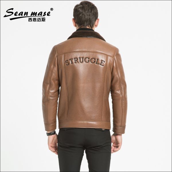 may looks new original ecological fur in fall / winter 2019 men's leather jacket with vertical lapels ws98, Black
may looks new original ecological fur in fall / winter 2019 men's leather jacket with vertical lapels ws98, Black