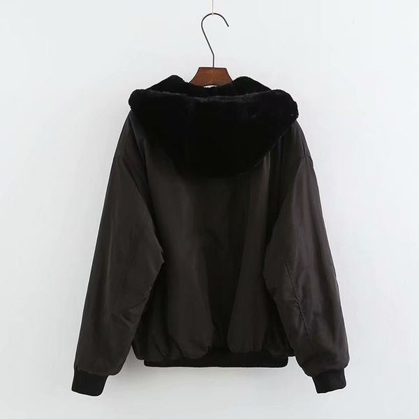 2018 winter new loose double-faced bomber jacket cotton women's long-sleeved plus velvet jacket, Black
2018 winter new loose double-faced bomber jacket cotton women's long-sleeved plus velvet jacket, Black