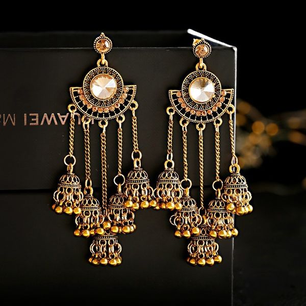 women's retro big gold jhumka earrings indian jewelry classic white beads long chain tassel dangle earrings hangers, Silver
women's retro big gold jhumka earrings indian jewelry classic white beads long chain tassel dangle earrings hangers, Silver