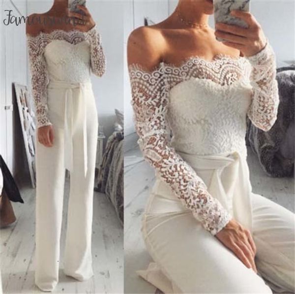 ladies off elegant jumpsuit shoulder lace rompers womens summer casual long trousers overalls white jumpsuit, Black;white
ladies off elegant jumpsuit shoulder lace rompers womens summer casual long trousers overalls white jumpsuit, Black;white