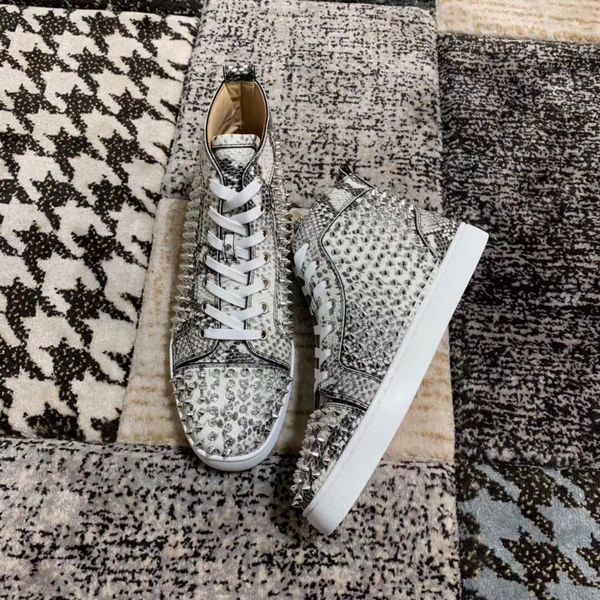 fashion python leather women&men lace-up red bottom sneakers with spikes casual walking sell studs leisure flats designer walking, Black
fashion python leather women&men lace-up red bottom sneakers with spikes casual walking sell studs leisure flats designer walking, Black
