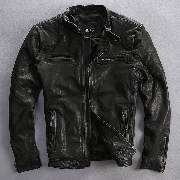 goat plant tranned black motorcycle slim fitted biker jacket male new fashion genuine leather coat men m-xxxl
goat plant tranned black motorcycle slim fitted biker jacket male new fashion genuine leather coat men m-xxxl