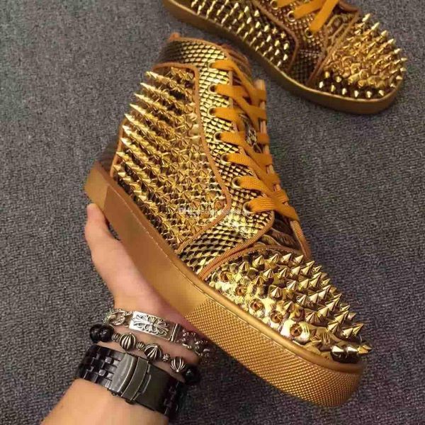 red sole shoes with gold spikes python leather shoes men outdoor shoes luxury red bottom fashion sneakers rivets male casual wal, Black
red sole shoes with gold spikes python leather shoes men outdoor shoes luxury red bottom fashion sneakers rivets male casual wal, Black