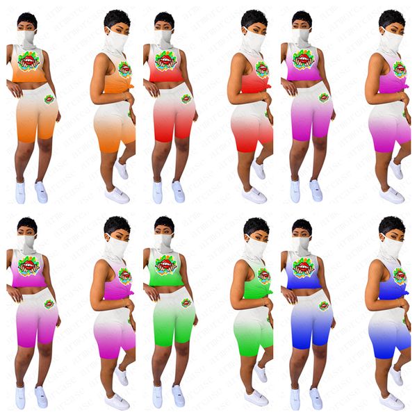 women summer 2 two piece outfits tracksuits sleeveless vest face mask gradient lips print biker casual sports suits set fashion d52801, White
women summer 2 two piece outfits tracksuits sleeveless vest face mask gradient lips print biker casual sports suits set fashion d52801, White