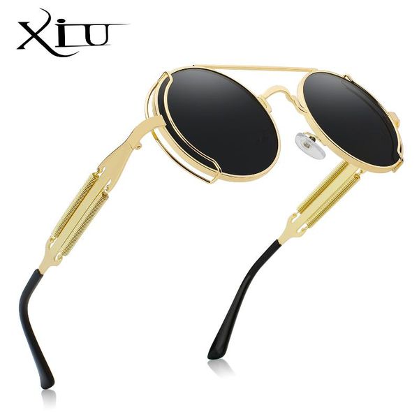 xiu brand design steampunk sunglasses men round metal sun glasses vintage retro oculos uv400, White;black
xiu brand design steampunk sunglasses men round metal sun glasses vintage retro oculos uv400, White;black