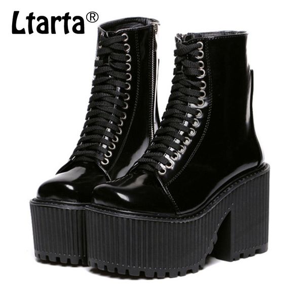 ltarta women's platform square heels boots 10cm heel 5.5cm platform punk lace up black white thick boots .-4369
ltarta women's platform square heels boots 10cm heel 5.5cm platform punk lace up black white thick boots .-4369