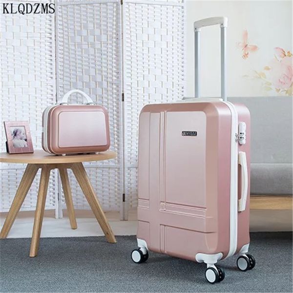 

klqdzms 20/24inch abs rolling luggage set spinner women's retro handbag suitcase wheel trolley women cabin travel bag