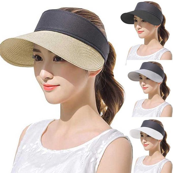 womens summer raffia foldable straw sun visor wide brim hat packable women brach cap ladies uv roll up korean sun visor, Blue;gray
womens summer raffia foldable straw sun visor wide brim hat packable women brach cap ladies uv roll up korean sun visor, Blue;gray