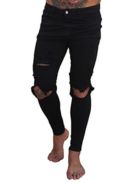 sarriben men's distressed skinny muscle fit slim jeans with ripped broken knees, Blue
sarriben men's distressed skinny muscle fit slim jeans with ripped broken knees, Blue