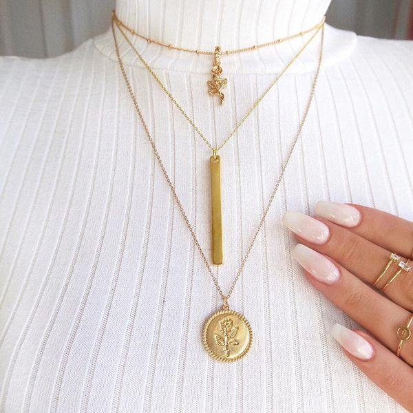 2019 fashion rose flower charm pendant necklaces for women girls gift coin gold color chains necklace statement jewelry, Silver
2019 fashion rose flower charm pendant necklaces for women girls gift coin gold color chains necklace statement jewelry, Silver