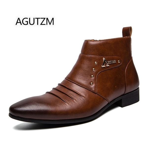 agutzm a98068 new fashion pointy toe zipper square heel pu leather rubber sole men's casual shoes, Black
agutzm a98068 new fashion pointy toe zipper square heel pu leather rubber sole men's casual shoes, Black