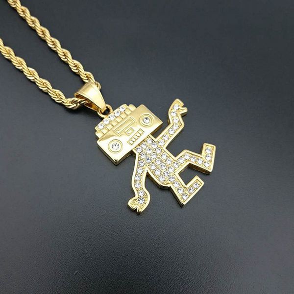 hip hop bling iced out gold color stainless steel music robot pendants necklaces for men rapper jewelry drop shipping, Silver
hip hop bling iced out gold color stainless steel music robot pendants necklaces for men rapper jewelry drop shipping, Silver