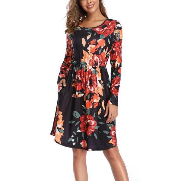 sell women autumn long sleeve flower printed dress stylish concise elegant dress all-match round collar, Black;gray
sell women autumn long sleeve flower printed dress stylish concise elegant dress all-match round collar, Black;gray