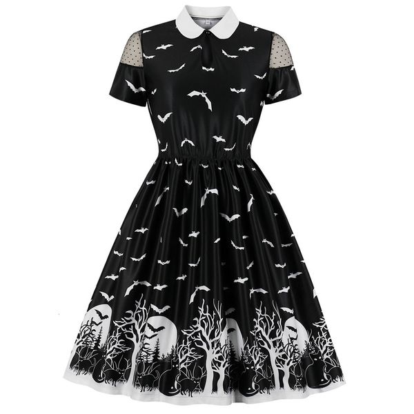 joineles peter pan collar short sleeves high waist women retro dress halloween bat print vintage dress rockabilly party vestidos, Black;gray
joineles peter pan collar short sleeves high waist women retro dress halloween bat print vintage dress rockabilly party vestidos, Black;gray