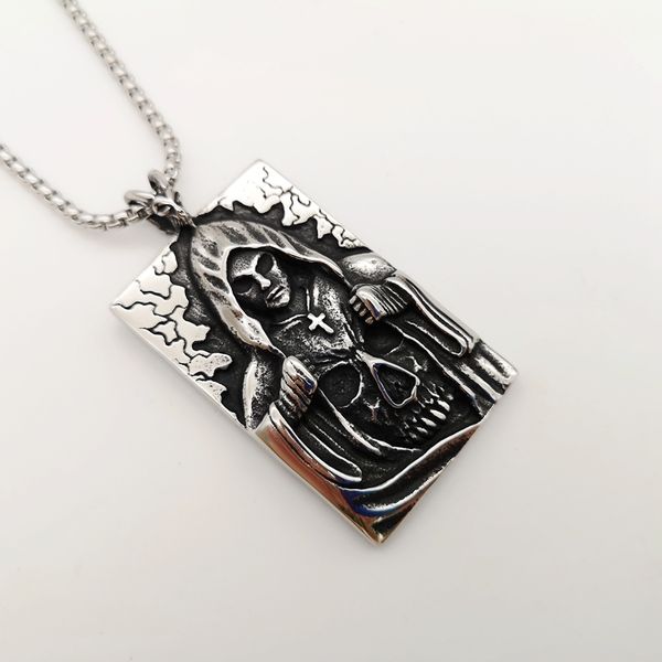 2019 gothetic cloaked death god pendant necklace vintage silver stainless steel cool death skull cross dog tag necklace men
2019 gothetic cloaked death god pendant necklace vintage silver stainless steel cool death skull cross dog tag necklace men