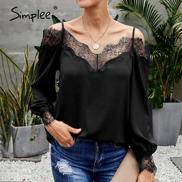 simplee v-neck black lace women blouse shirt long sleeve casual white chic party work office ladies blouses
simplee v-neck black lace women blouse shirt long sleeve casual white chic party work office ladies blouses