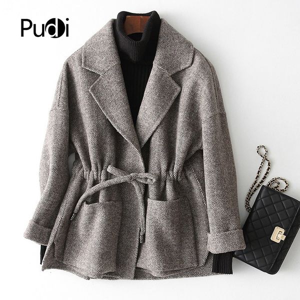 pudi ro18101 2018 women fall winter new wool herringbone jacket with long style pocket leisure coat, Black
pudi ro18101 2018 women fall winter new wool herringbone jacket with long style pocket leisure coat, Black
