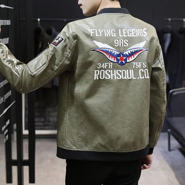 embroidery leather jacket men men's motorcycle bomer jackets jaqueta de couro masculina mens leather casual coats, Black
embroidery leather jacket men men's motorcycle bomer jackets jaqueta de couro masculina mens leather casual coats, Black