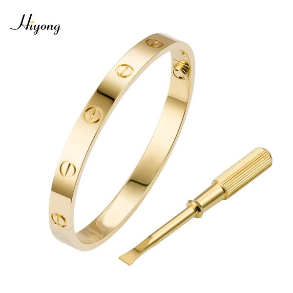 hiyong titanium steel horizontal oval screw bangles classic screwdriver bracelet charm couple bracelets femme jewelry, Black 
hiyong titanium steel horizontal oval screw bangles classic screwdriver bracelet charm couple bracelets femme jewelry, Black
