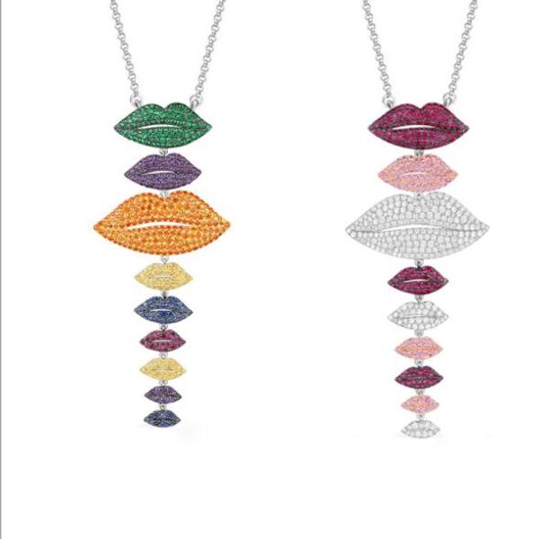 fashion women multi lips pendant necklace female sweater necklace with cubic zirconias inlaid, Silver
fashion women multi lips pendant necklace female sweater necklace with cubic zirconias inlaid, Silver