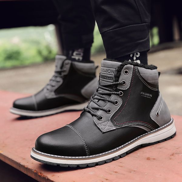 boots men's cashmere warm men snow leather waterproof footwear winter ankle breathable man shoes 39-45, Black
boots men's cashmere warm men snow leather waterproof footwear winter ankle breathable man shoes 39-45, Black