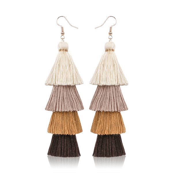 wholesale new designer bohemia hypoallergenic handmade multi-layer tassel women earrings fashion exaggerated earring with gift box, Silver 
wholesale new designer bohemia hypoallergenic handmade multi-layer tassel women earrings fashion exaggerated earring with gift box, Silver