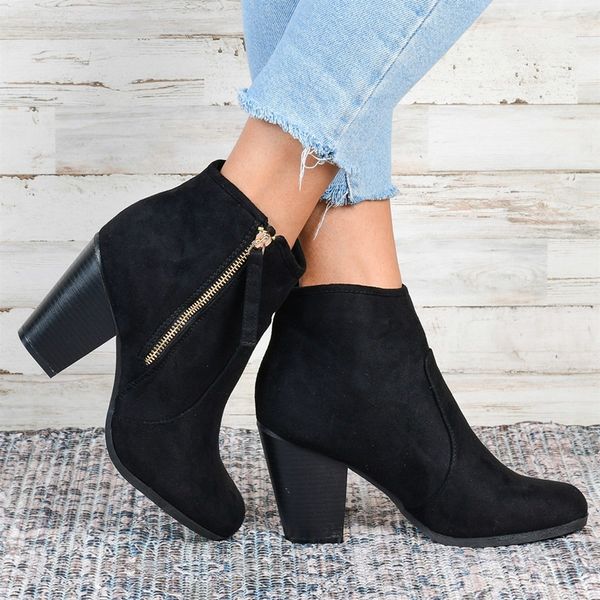 shujin 2019 new arrival fashion shoes high heel women boots artificial leather zip ankle boots autumn winter shoes, Black
shujin 2019 new arrival fashion shoes high heel women boots artificial leather zip ankle boots autumn winter shoes, Black