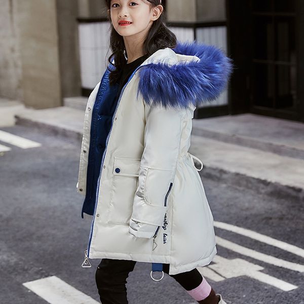 20 degree russia winter clothes 2019 new warm 90% white duck down coats real big fur collar jacket down parkas lz008, Blue;gray