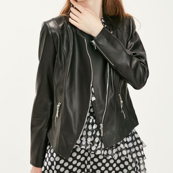 spring autumn retro sheep leather motorcycle jacket women long sleeve zipper leather coat gl0151, Black
spring autumn retro sheep leather motorcycle jacket women long sleeve zipper leather coat gl0151, Black