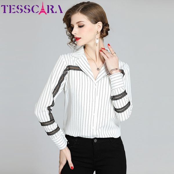 tesscara women spring & autumn elegant stripe blouse shirt female lace designer office party chemise womens blouses, White
tesscara women spring & autumn elegant stripe blouse shirt female lace designer office party chemise womens blouses, White