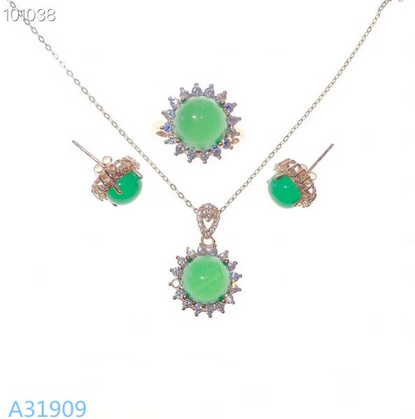 kjjeaxcmy fine jewelry 925 sterling silver inlaid natural green chalcedony necklace pendant ring earrings set support detection, Black
kjjeaxcmy fine jewelry 925 sterling silver inlaid natural green chalcedony necklace pendant ring earrings set support detection, Black
