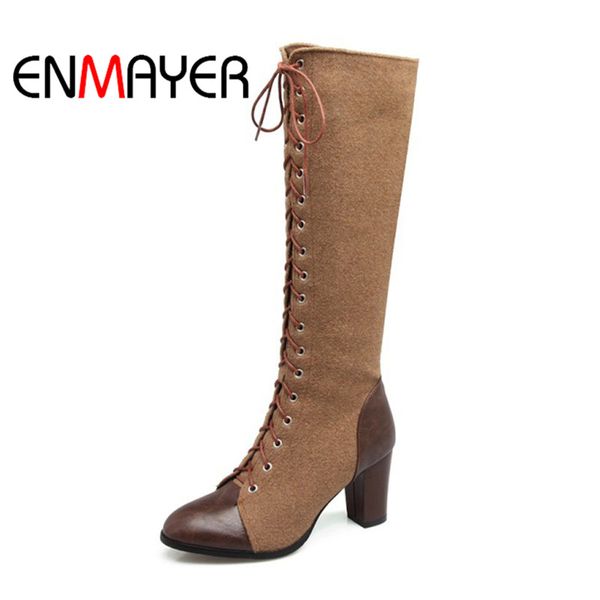 enmayer women mixed colors pu shoes knee high heels pointed toe square heels cross-tied fahion shoes size 34-47 boots, Black
enmayer women mixed colors pu shoes knee high heels pointed toe square heels cross-tied fahion shoes size 34-47 boots, Black