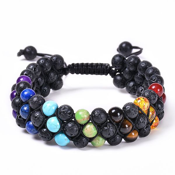 3 row natural lava volcanic stone bracelet essential oil diffuser bead braided bracelets chakra healing reiki yoga bracelet, Black
3 row natural lava volcanic stone bracelet essential oil diffuser bead braided bracelets chakra healing reiki yoga bracelet, Black