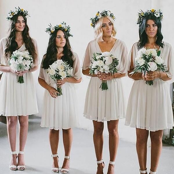 unique half sleeves bridesmaid dress v neck chiffon a-line prom gown vestidos de madrinha for wedding party, White;pink
unique half sleeves bridesmaid dress v neck chiffon a-line prom gown vestidos de madrinha for wedding party, White;pink