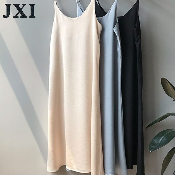 jxi 2020 spring summer women satin dress party shiny sundress imitation silk dress chics new, Black;gray
jxi 2020 spring summer women satin dress party shiny sundress imitation silk dress chics new, Black;gray