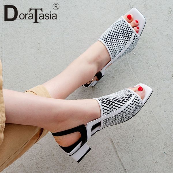 doratasia 2019 genuine leather summer party elegant women shoes air mesh woman chunky heel sandals shoes woman, Black
doratasia 2019 genuine leather summer party elegant women shoes air mesh woman chunky heel sandals shoes woman, Black