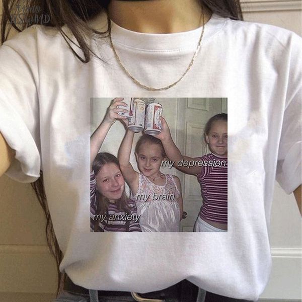 my depression my brain my anxiety letter print pink t shirt spoof personality vogue harajuku casual loose women clothing, White
my depression my brain my anxiety letter print pink t shirt spoof personality vogue harajuku casual loose women clothing, White