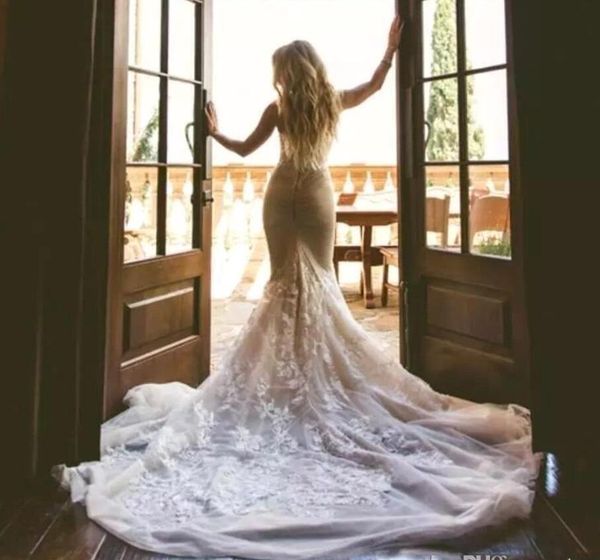vintage lace country style mermaid wedding dresses court train applique backless sweetheart neck backless beach plus size bridal gowns, White
vintage lace country style mermaid wedding dresses court train applique backless sweetheart neck backless beach plus size bridal gowns, White
