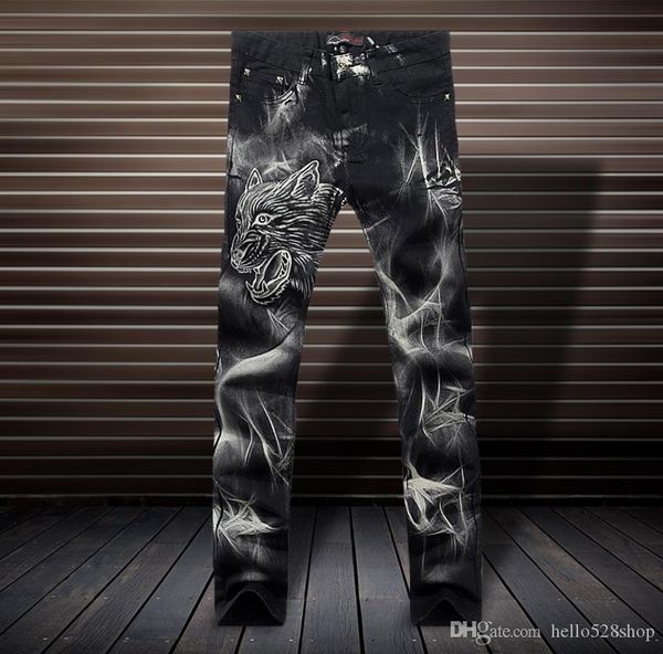 fashion cool wolf printing mens jeans special design animal pattern skinny jeans pants black, Blue
fashion cool wolf printing mens jeans special design animal pattern skinny jeans pants black, Blue