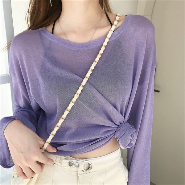 taro purple women's summer ins t-shirt sweater super fire ice silk thin knitted sweater pullover sunscreen loose long sleeve t-shirt, White
taro purple women's summer ins t-shirt sweater super fire ice silk thin knitted sweater pullover sunscreen loose long sleeve t-shirt, White