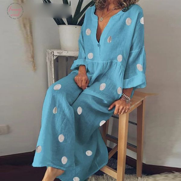 plus size women polka dot summer casual loose long sleeve maxi dress v neck boho beach dresses vintage vestidos, Black;gray
plus size women polka dot summer casual loose long sleeve maxi dress v neck boho beach dresses vintage vestidos, Black;gray