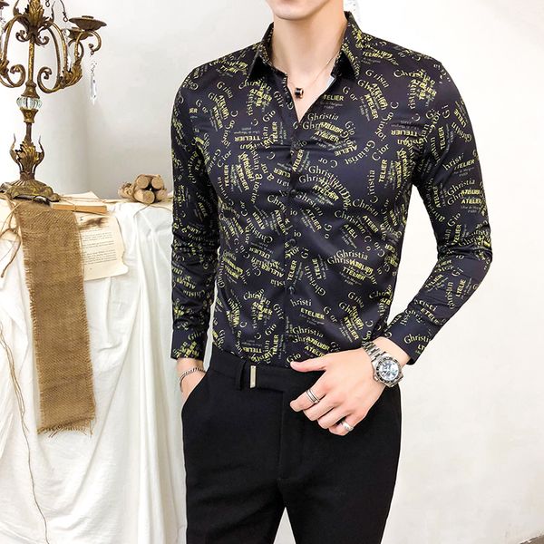 2018 autumn hair stylist flower shirt male korean version of the trend of men's long-sleeved personality letter printing shirt, White;black
2018 autumn hair stylist flower shirt male korean version of the trend of men's long-sleeved personality letter printing shirt, White;black