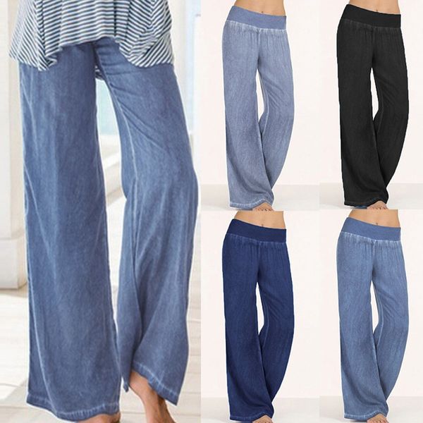 celmia 2020 women denim pants fashion wide leg jeans elastic high waist trousers casual loose bottoms pantalon palazzo plus size, Black;white 
celmia 2020 women denim pants fashion wide leg jeans elastic high waist trousers casual loose bottoms pantalon palazzo plus size, Black;white