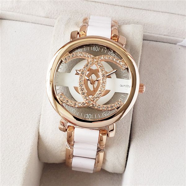 

Модный бренд часы женская девушка выдалбливают Кристалл стиль нержавеющая сталь группа кварцевые наручные часы CHAN 07