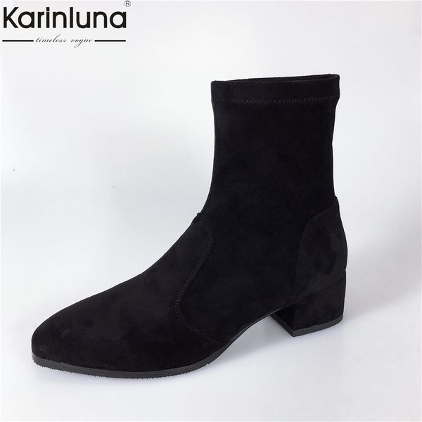women's 2020 square toe sock shoes women boots chunky heels slip on elegant lady ankle boots shoes woman, Black
women's 2020 square toe sock shoes women boots chunky heels slip on elegant lady ankle boots shoes woman, Black