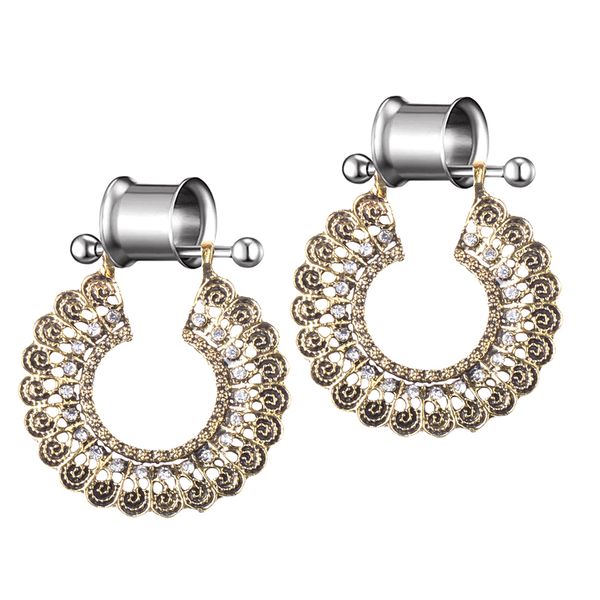 2pcs drop dangle tunnels earrings stainless steel ear gauges plugs ear stretchers expander ear piercing jewelry for women - antique golden, Slivery;golden
2pcs drop dangle tunnels earrings stainless steel ear gauges plugs ear stretchers expander ear piercing jewelry for women - antique golden, Slivery;golden