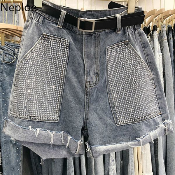 neploe heavy rhinestones high waist jeans new arrival pockets sashes bottoms korean elastic waist denim shorts 43619, Blue
neploe heavy rhinestones high waist jeans new arrival pockets sashes bottoms korean elastic waist denim shorts 43619, Blue