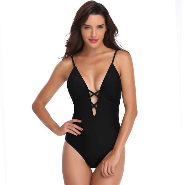 2020 european and american fashion casual one-piece swimsuit deep v sling plain one piece bikini, White;black
2020 european and american fashion casual one-piece swimsuit deep v sling plain one piece bikini, White;black