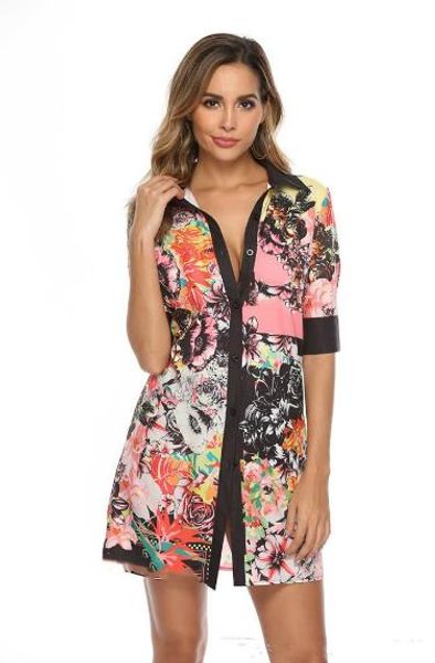 womens designer floral print shirt dresses fashion short sleeve lapel neck dresses ladies clothing, Black;gray
womens designer floral print shirt dresses fashion short sleeve lapel neck dresses ladies clothing, Black;gray