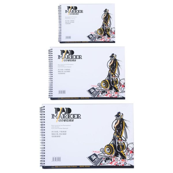 34 Sheet A3/a4/a5 Professional Marker Paper Spiral Sketch Notepad Painting Drawing Artist Supplies